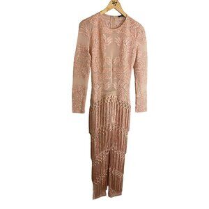 Banjul Women's Sheer Nude Mesh Tassled Jumpsuit - Small